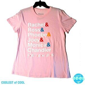 Friends TV Show logo cast names shirt pink size Large Cotton poly blend new